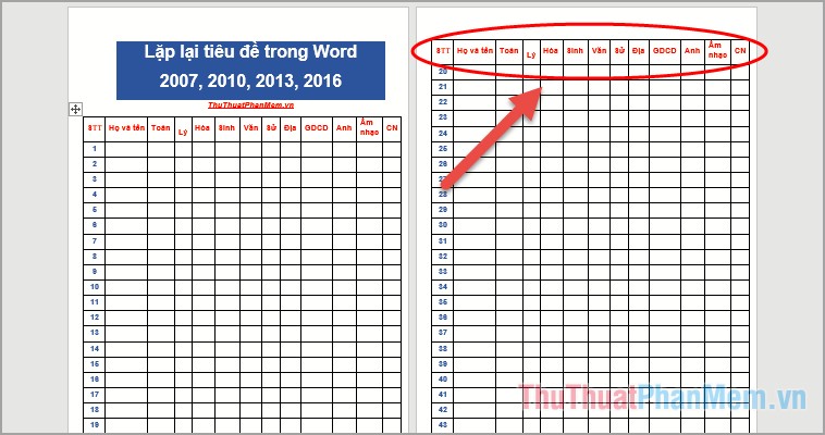 lap lai tieu de trong word huong dan cach lap lai tieu de trong word 2007 2010 2013 2016