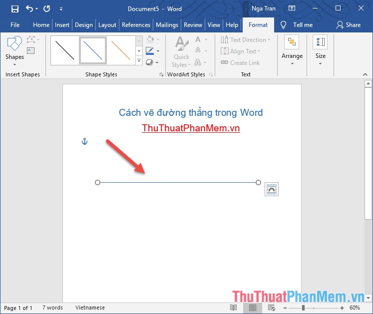 Cách vẽ đường thẳng, kẻ đường thẳng trong Word 2019, 2016, 2013 ...