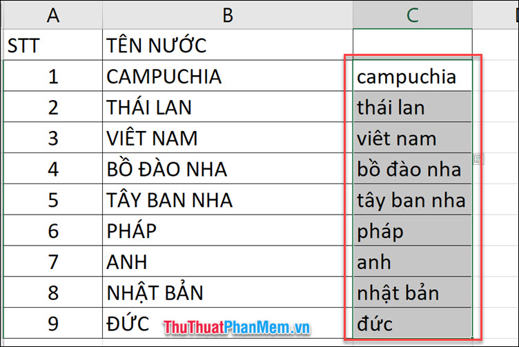 cach chuyen chu hoa thanh chu thuong trong excel don gian nhanh chong