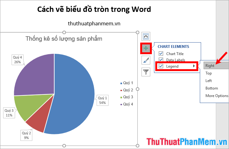 Cách vẽ biểu đồ tròn trong Word