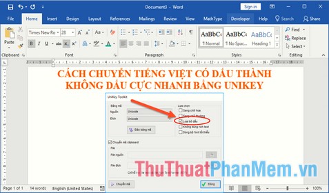 Chuyển đổi Unikey tiếng Việt có dấu sang không dấu 2024: Việc chuyển đổi Unikey tiếng Việt có dấu sang không dấu trên Unikey 2024 đã được cải tiến để mang lại trải nghiệm tốt hơn cho người dùng. Bạn có thể dễ dàng chuyển đổi các văn bản tiếng Việt có dấu sang không dấu một cách nhanh chóng và đáng tin cậy. Tính năng này rất hữu ích cho việc xuất bản văn bản và giúp tiết kiệm thời gian cho người dùng. Hãy sử dụng Unikey 2024 để trải nghiệm tính năng này.