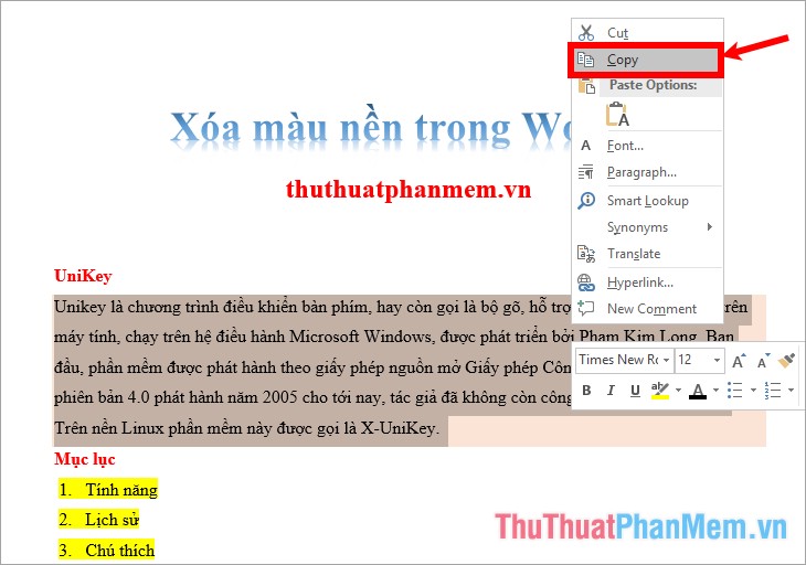 Xóa nền màu xám trong Word