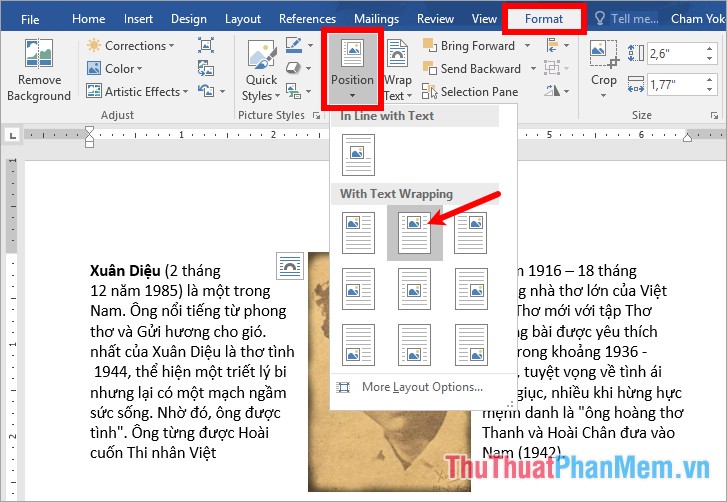 Cách di chuyển ảnh, thay đổi vị trí ảnh trong Word