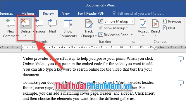 cach xoa comment trong word