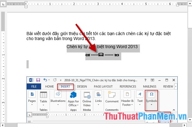 Chèn các ký tự đặc biệt trong văn bản Word