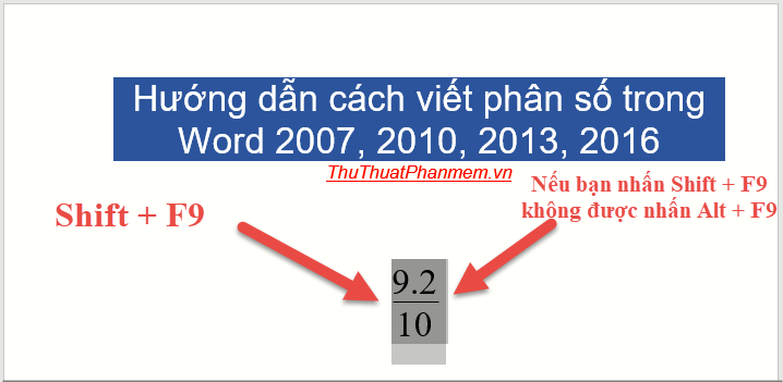 cach viet phan so sánh nhập word huong dan cach viet phan so sánh nhập word 2007 2010 2013 2016